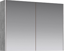 Aqwella Зеркало-шкаф для ванной  Mobi 80 бетон светлый – фотография-1